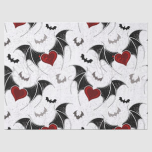 Halloween heart with black bat wings tissue paper