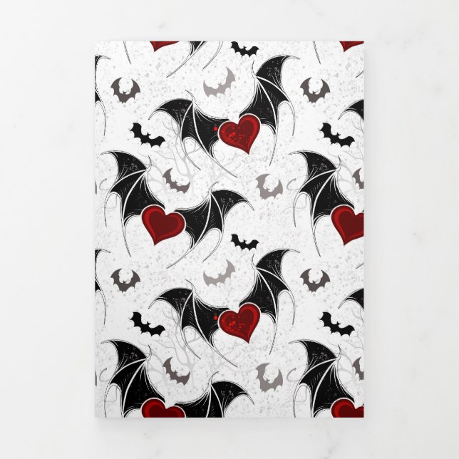 Halloween heart with black bat wings Tri-Fold programme (Cover)