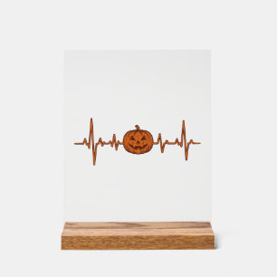 Halloween Heartbeat Pumpkin Vintage Vector Design_ Acrylic Sign