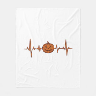 Halloween Heartbeat Pumpkin Vintage Vector Design_ Fleece Blanket