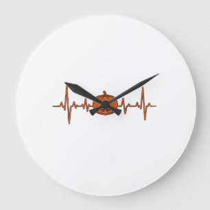 Halloween Heartbeat Pumpkin Vintage Vector Design_ Large Clock