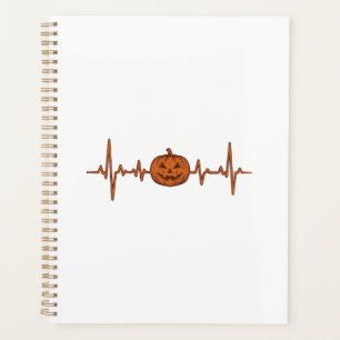 Halloween Heartbeat Pumpkin Vintage Vector Design_ Planner