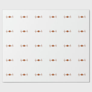 Halloween Heartbeat Pumpkin Vintage Vector Design_ Wrapping Paper