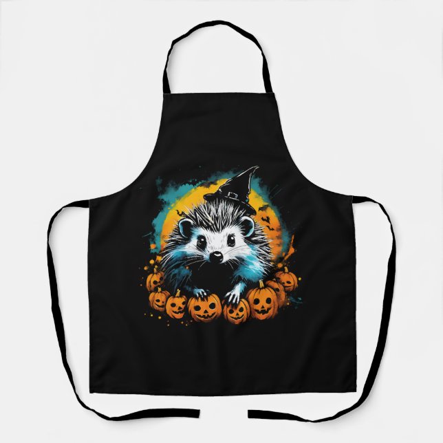 Halloween Hedgehog and pumpkins cute Apron (Front)
