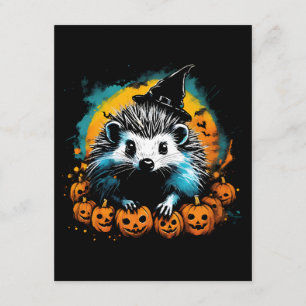 Halloween Hedgehog and pumpkins cute Enclosure Card