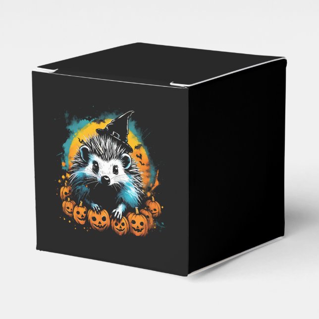 Halloween Hedgehog and pumpkins cute Favour Box (Front Side)