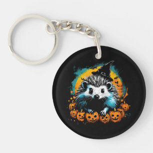 Halloween Hedgehog and pumpkins cute Key Ring