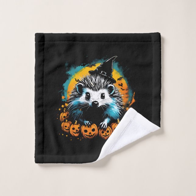 Halloween Hedgehog and pumpkins cute Wash Cloth (Wash Cloth)