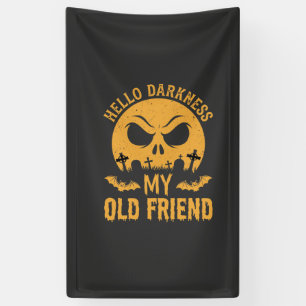 Halloween Hello Darkness Graveyard Moon Banner