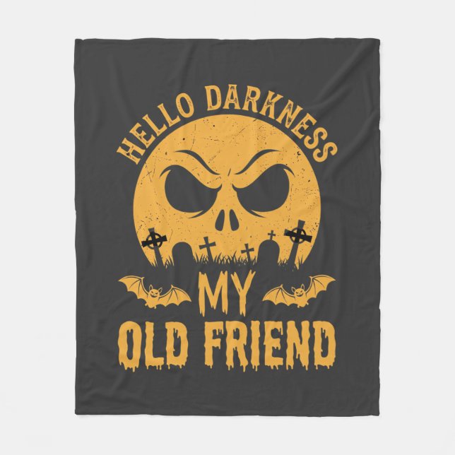 Halloween Hello Darkness Graveyard Moon Fleece Blanket (Front)