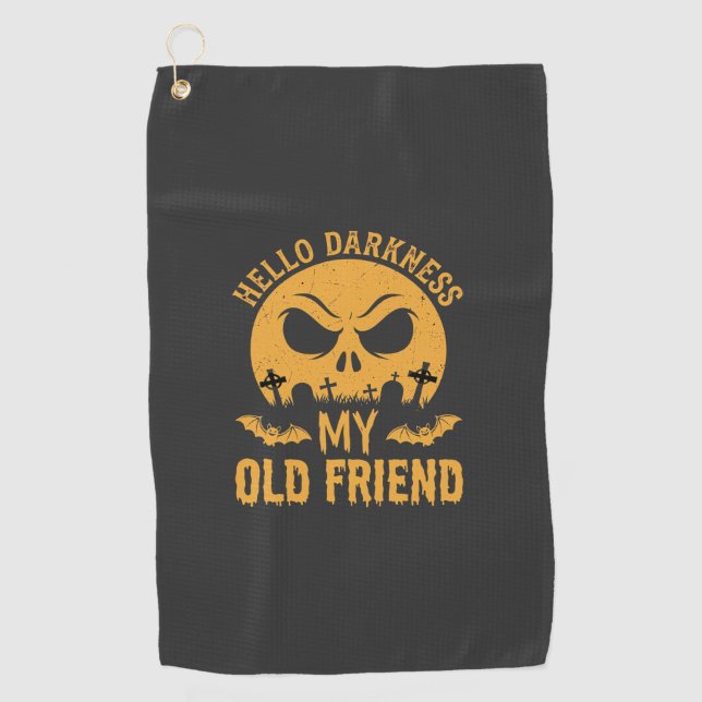 Halloween Hello Darkness Graveyard Moon Golf Towel (Front)
