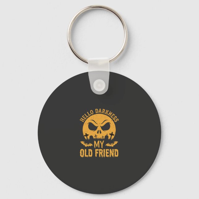 Halloween Hello Darkness Graveyard Moon Key Ring (Front)