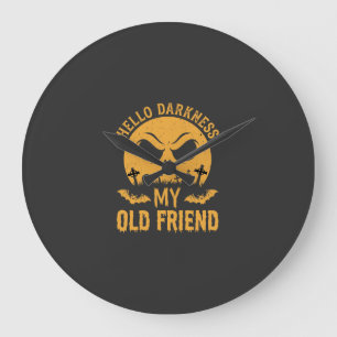 Halloween Hello Darkness Graveyard Moon Large Clock