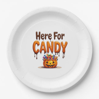 Halloween "Here for Candy" Paper Plate