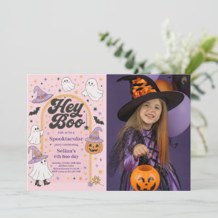 Halloween Hey Boo Cute Ghost Birthday Party Photo Invitation