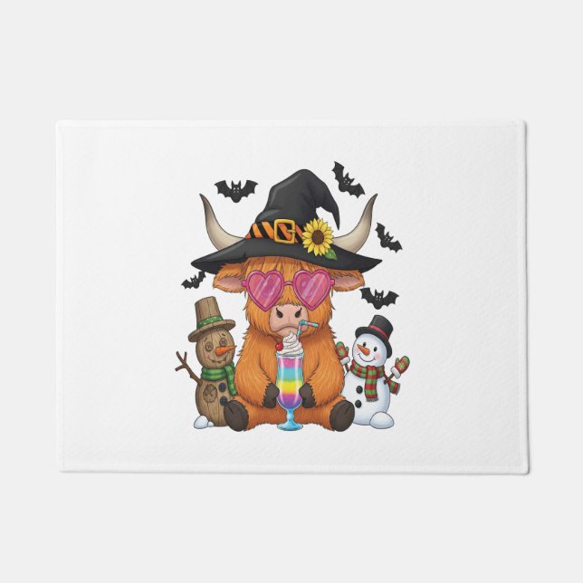 Halloween Highland Cow (2) Doormat (Front)