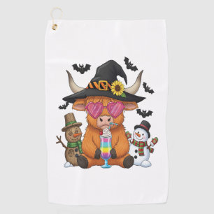 Halloween Highland Cow (2) Golf Towel