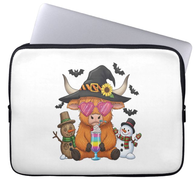 Halloween Highland Cow (2) Laptop Sleeve (Front)