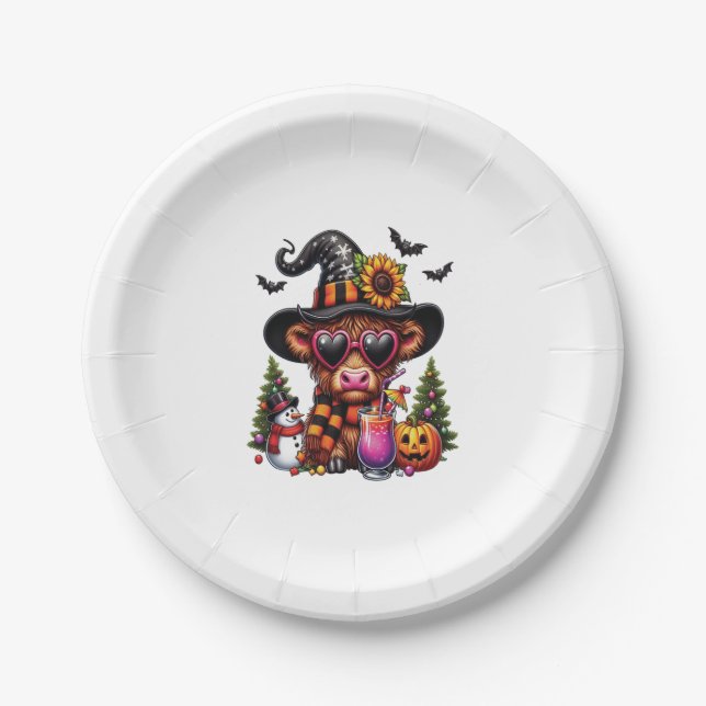 Halloween Highland Cow 2 Paper Plate (Front)