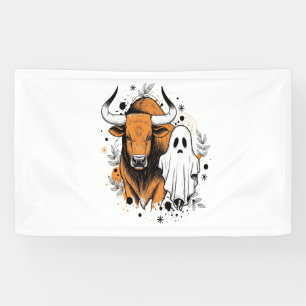Halloween Highland Cow Cute Fall Banner