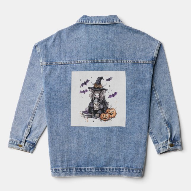 Halloween Highland Cow Denim Jacket (Back)