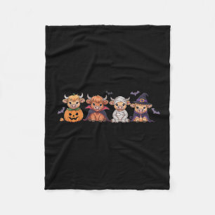 Halloween Highland Cow Fleece Blanket