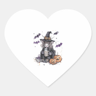 Halloween Highland Cow Heart Sticker