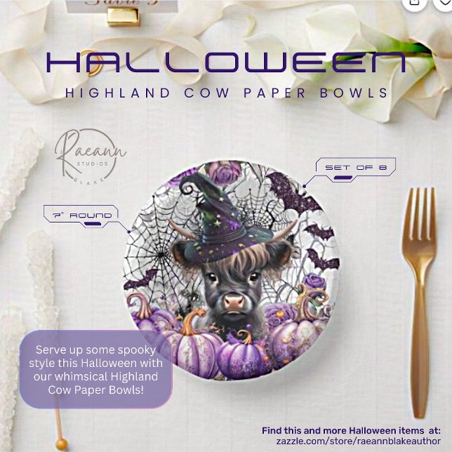 Halloween Highland Cow Paper Bowls Paper Plate (Creator Uploaded)