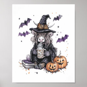 Halloween Highland Cow Poster