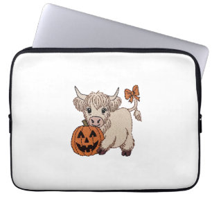 Halloween Highland Cow Pumpkin Laptop Sleeve