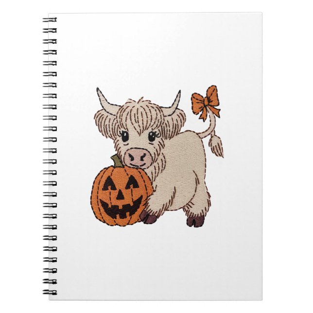 Halloween Highland Cow Pumpkin Notebook (Front)