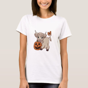 Halloween Highland Cow Pumpkin T-Shirt