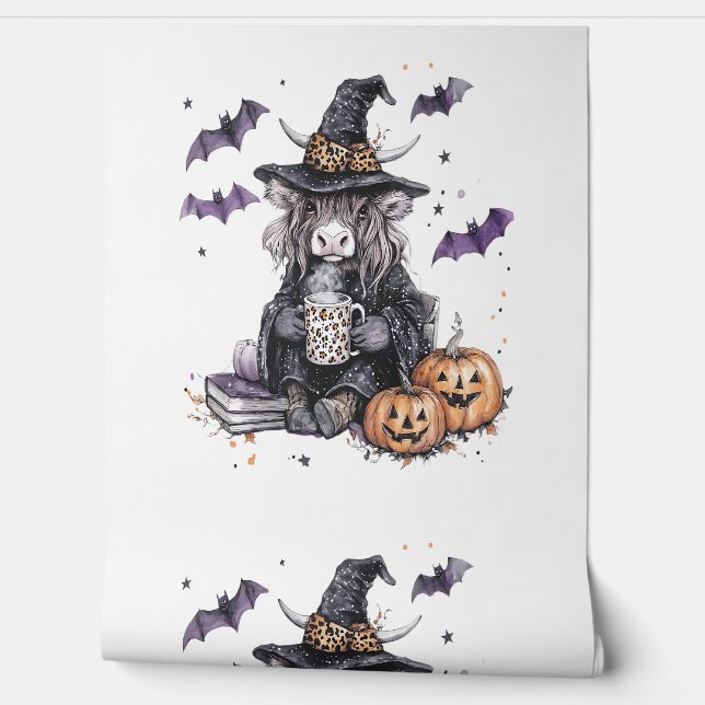 Halloween Highland Cow Wallpaper (Unrolling)