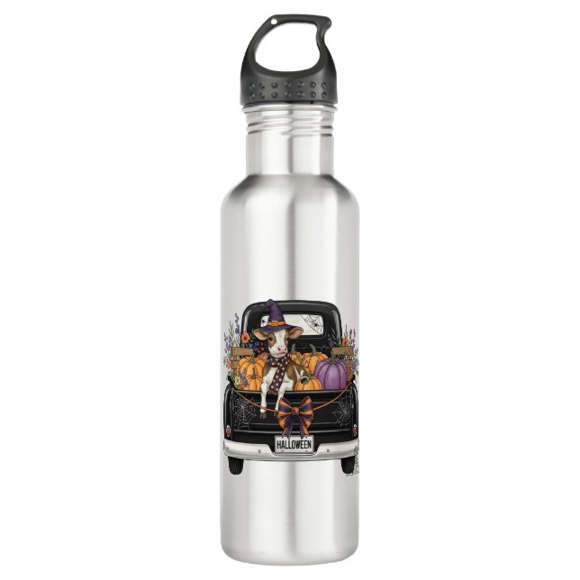 Halloween Highland Cow with Truck 710 Ml Water Bottle (Front)