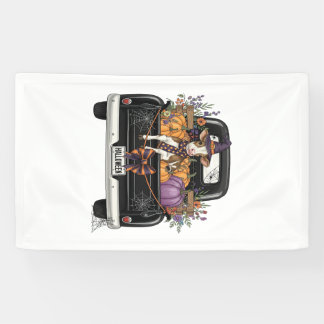 Halloween Highland Cow with Truck Banner
