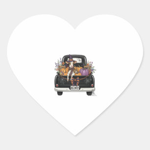 Halloween Highland Cow with Truck Heart Sticker