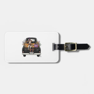 Halloween Highland Cow with Truck Luggage Tag