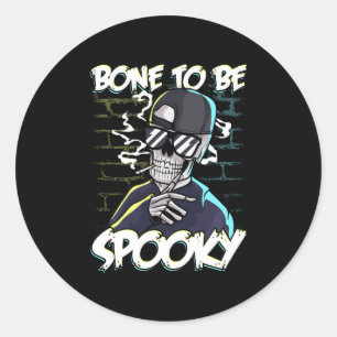Halloween Hip Hop Love Bone To Be Spooky Skeleton Classic Round Sticker