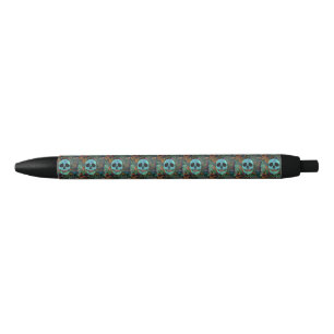 Halloween Hippie Skull Thunder_Cove Black Ink Pen