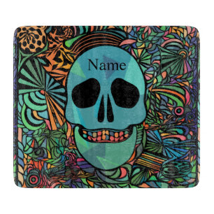 Halloween Hippie Skull Thunder_Cove Cutting Board