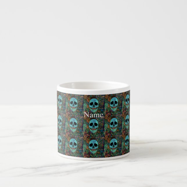 Halloween Hippie Skull Thunder_Cove Espresso Cup (Front)
