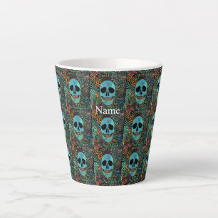 Halloween Hippie Skull Thunder_Cove  Latte Mug