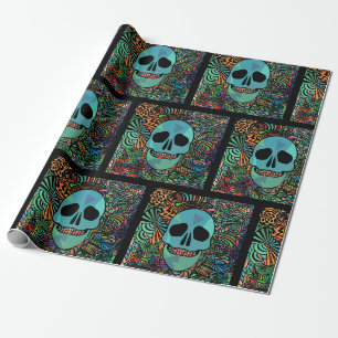 Halloween Hippie Skull Thunder_Cove Wrapping Paper