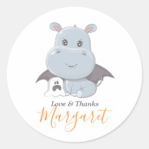 Halloween Hippopotamus Little Boo Baby Shower Classic Round Sticker