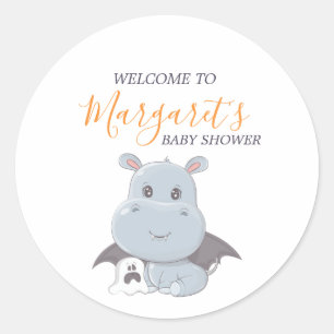 Halloween Hippopotamus Little Boo Baby Shower Classic Round Sticker