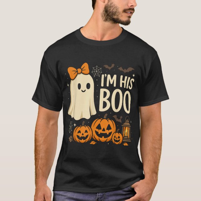 Halloween His And Hers Matching Outfits Ghost I'M  T-Shirt (Front)