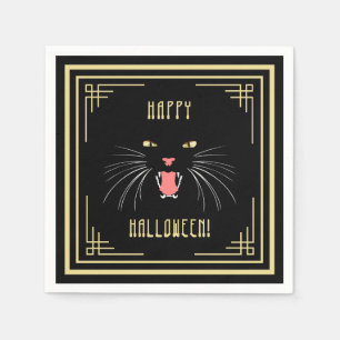 Halloween Hissing Cat Black Elegant Paper Napkins