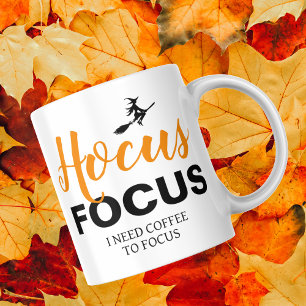 Halloween Hocus Focus, I Need Coffee To Focus Two-Tone Coffee Mug
