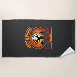 Halloween Hocus Pocus Everybody Focus Witch Tree Beach Towel