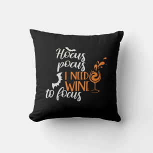Halloween Hocus Pocus I Need Wine Birthday Cushion